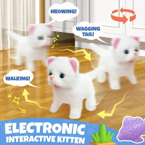 Interactive Electronic Toy with Wagging Tail for Girls - Pet Care Playset with Storage Cage and Accessories