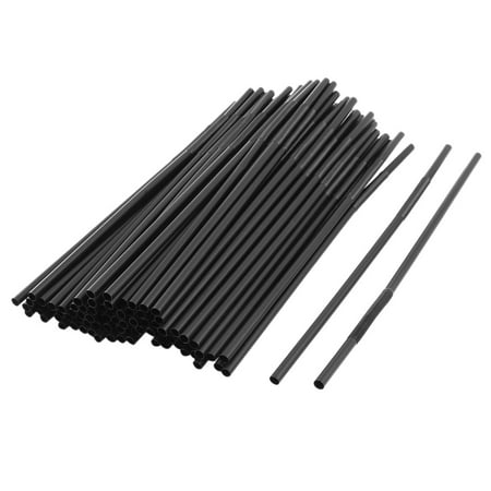 Unique Bargains Home Cafe Plastic Drinking Coffee Juice Tea Water Disposable Straws Black