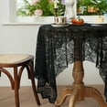 thumbnail image 5 of Square Lace Vintage Tablecloth Dustproof Table Protector, Use as Round Small Tablecloth, Lace Tablecloth or Coffee Table Cover, 55.12" x 39.37" Square Tablecloth, 5 of 6