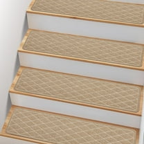 Non Slip Stair Treads for Wooden Steps,15 Pack 8" X 30" Stairs Carpet Treads Indoor with Reusable Peel and Stick Adhesive for Kids Elders and Pets-Beige
