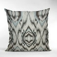 thumbnail image 4 of Plutus Ikat Dream Blue, Black, Cream Handmade Luxury Pillow - Double sided 12" x 20", 4 of 5