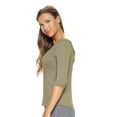 thumbnail image 2 of Expert Brand USA-Made Women's MoCA Cotton Blend 3/4 Sleeve Shirt, Olive, Medium, 2 of 5