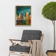 thumbnail image 2 of Modern Colourful Night Cityscape Skyscrapers Reflection On Water Art Print Framed Poster Wall Decor 12x16 inch, 2 of 5