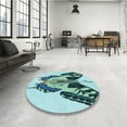 thumbnail image 3 of Ahgly Company Indoor Round Patterned Blue Lagoon Blue Area Rugs, 6' Round, 3 of 6