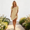 thumbnail image 3 of Lmueinov Women's Lace Trim Short Sleeve Nightgown, Soft Stretchy Casual Sleep Dress Nightshirt S-3XL, 3 of 8