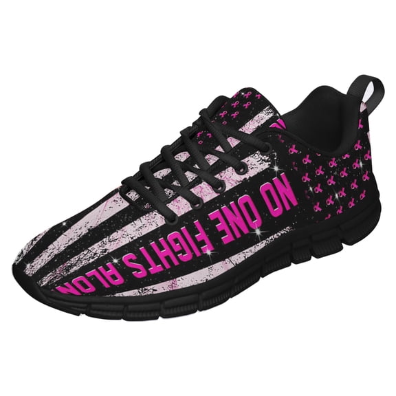Breast Cancer Awareness Running Shoes Sneakers Mesh Black Size 3.5