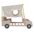 thumbnail image 5 of mteryoing Car-Shaped Platform Bed Frame For Kids With LED Light Ceiling Cloth Headboard Pillow No Spring Box Needed For Kids Boys Girls, 5 of 8
