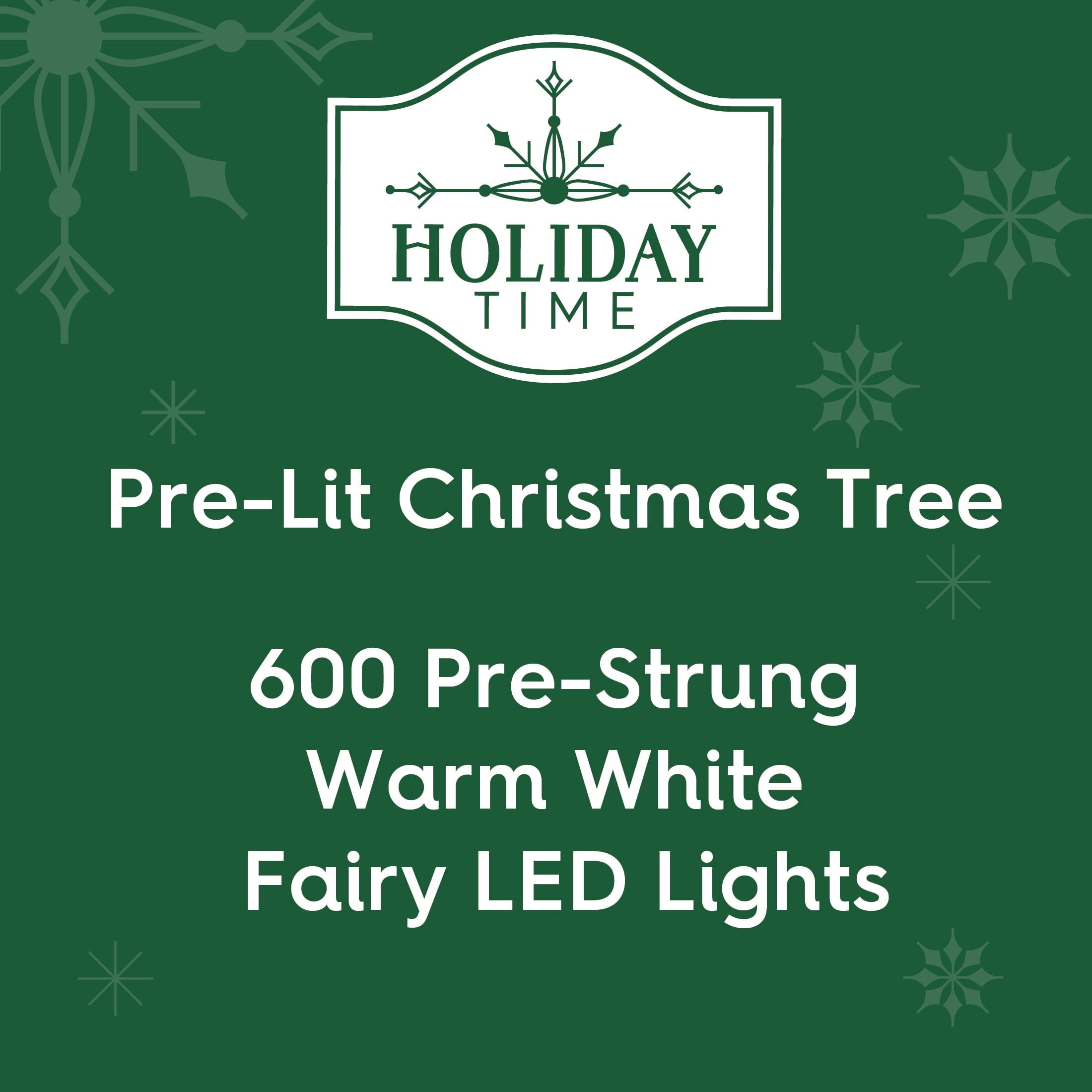7' Pre-Lit Nobilis Pine Snow-Flocked Green Artificial Christmas Tree with 600 Warm White LED Lights, Quick Set, and Stand, by Holiday Time