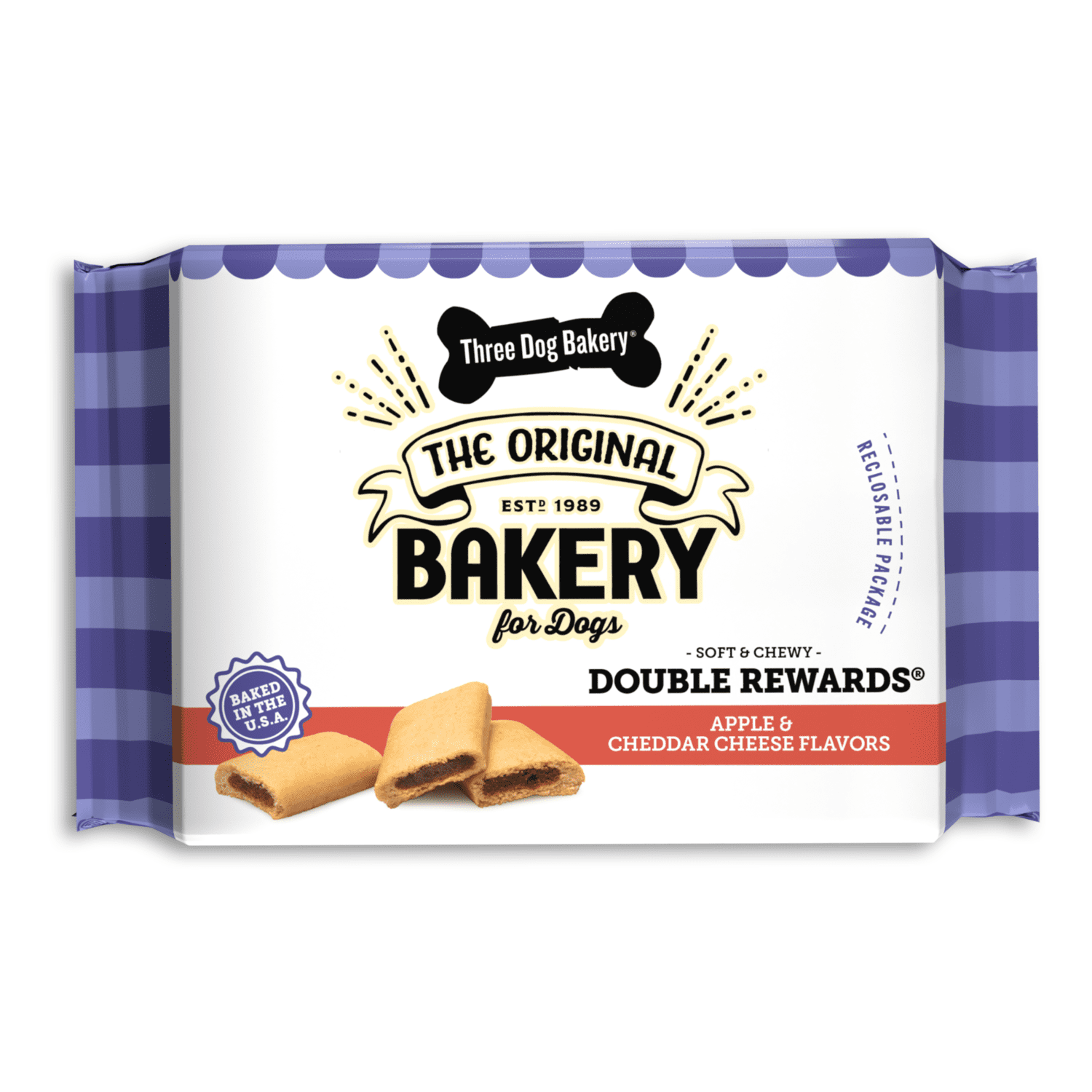 Three Dog Bakery Double Rewards Soft & Chewy Doggy Biscuits Snacks