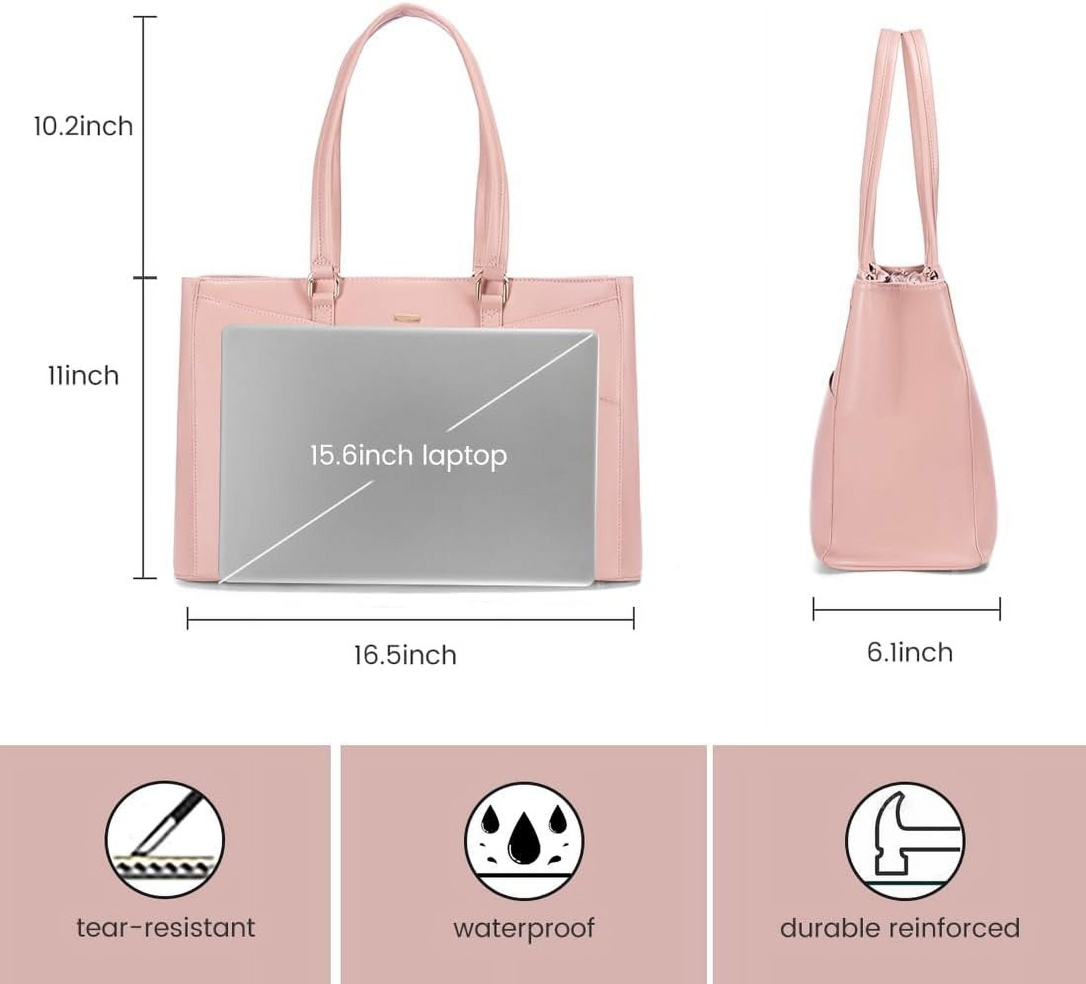 Laptop Bag for Women 15.6 Inch Tote Bags Waterproof Leather Briefcase Computer Women Business Office Work Bag,Bright Pink