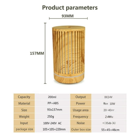 

Jmntiy Wood Grain Aroma Diffuser 200ml Colorful Night Light Atomizing Humidifier Clearance
