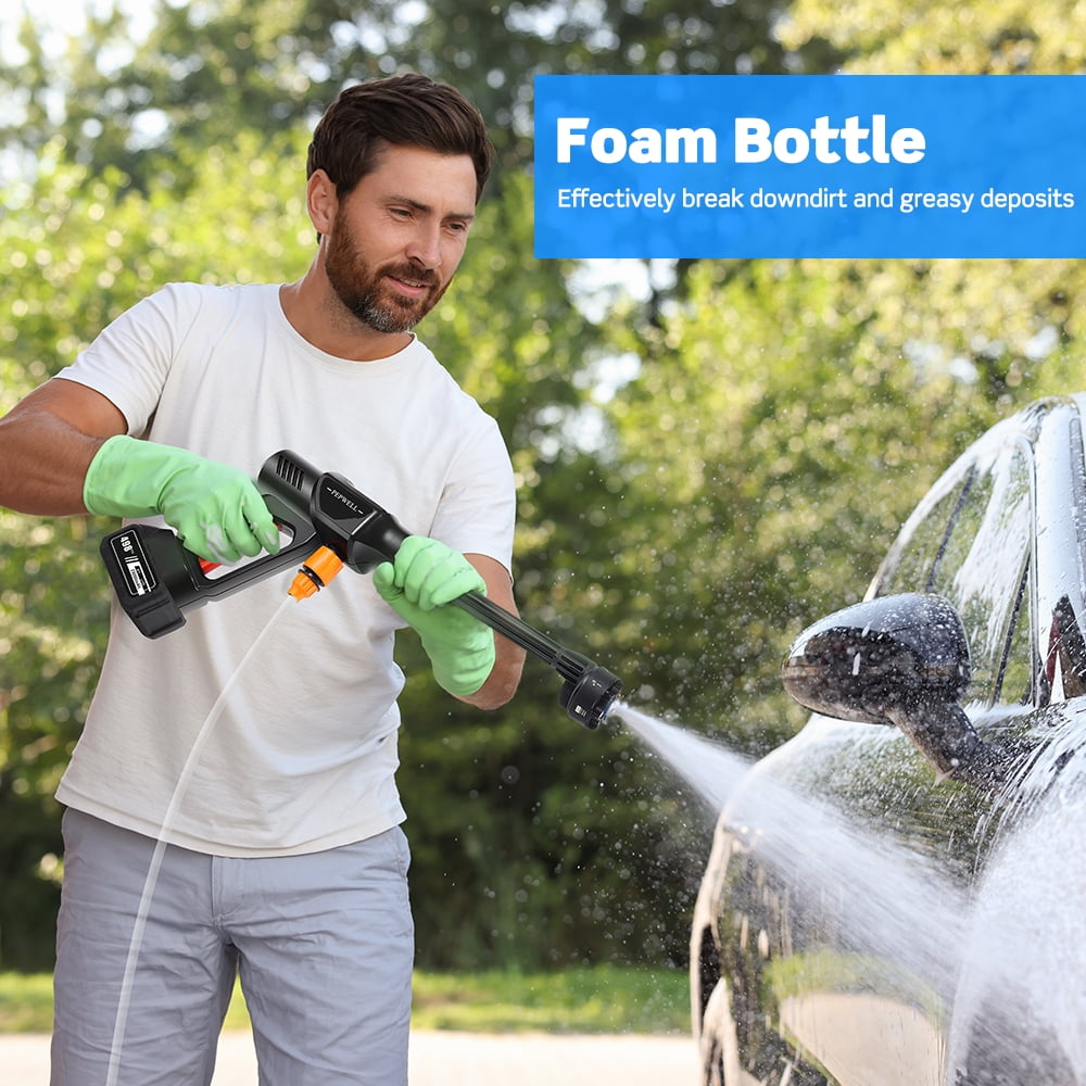 Vtin Portable Cordless Pressure Washer Electric Power Jet Water Wash Cleaner with Rechargeable 6-in-1 Nozzle Compatible with Makita Battery Car Washer Gun
