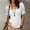 White, variant on Women's Square Neck Puff Short Sleeve Blouse Moss Olive Tone Solid Linen Slim Casual Top for Daily Summer Office Vacation Wear Blue S