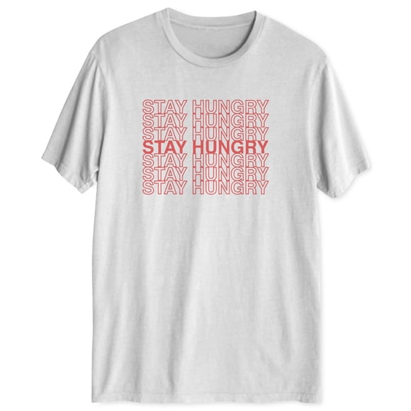 Jem Mens Stay Hungry Graphic T-Shirt, White, XX-Large