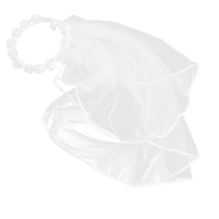 TABLZONE Elegant White Rose Flower Veil Bridal Headband for Wedding and Festival Use