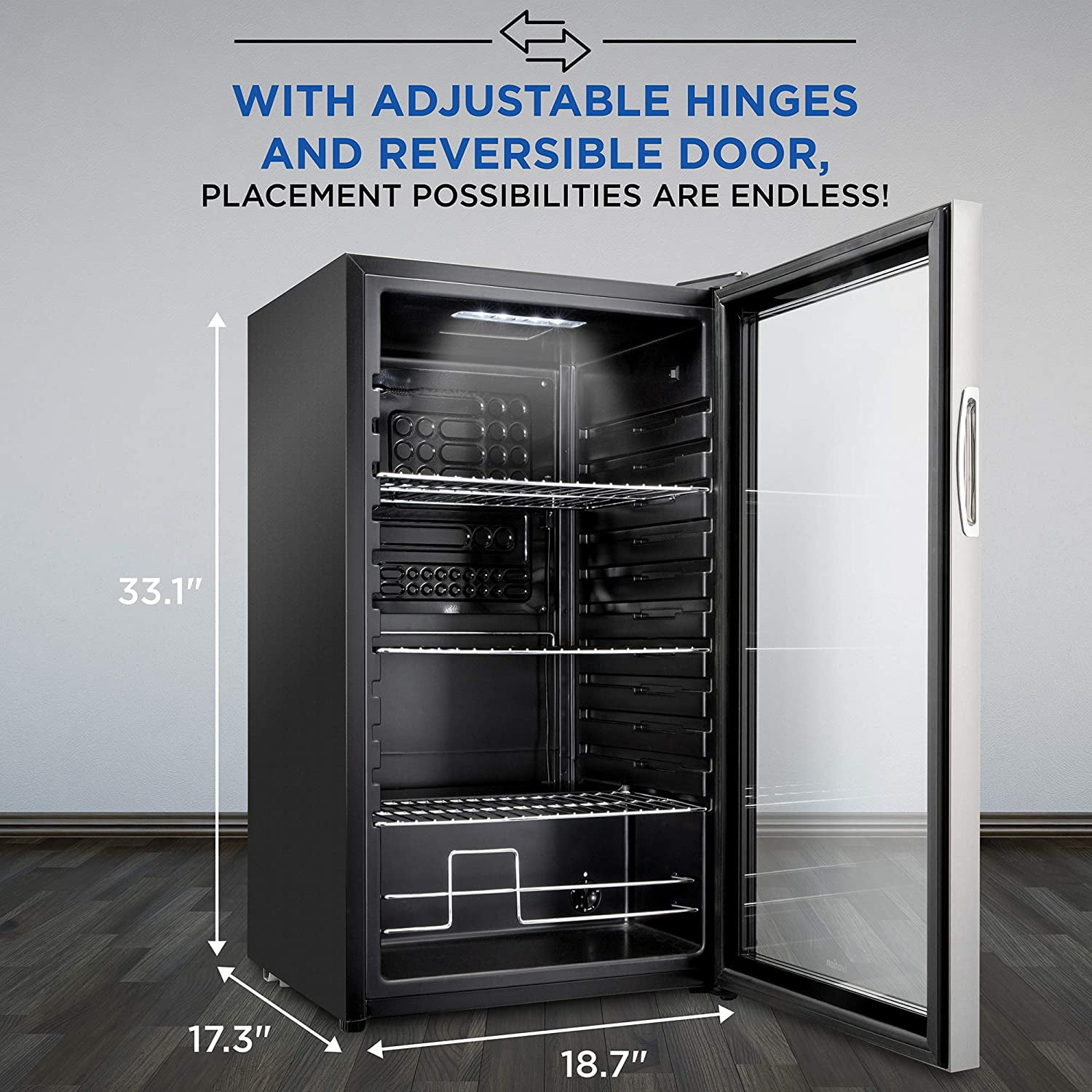 Ivation 3 Cu Ft Beverage Refrigerator with Glass Door, Stainless Steel