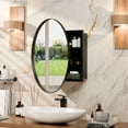 thumbnail image 2 of Round Bathroom Mirror Cabinet Single Door Wall Mounted Bathroom Cabinet Storage Cupboard Ready Assembled with Adjustable Shelf, 2 of 11