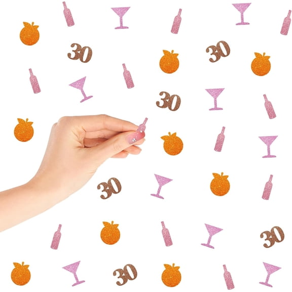 120 A Spritz Older Confetti, 30th Birthday Table Confetti, Orange Martini Paper Scatters, Number 30 Cut Out for Anniversary Party Table Decoration