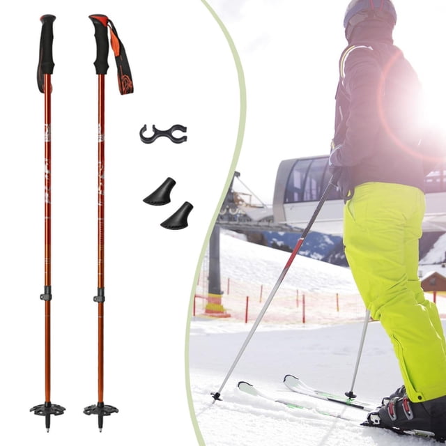 Ethern Ski pole tips, multifunctional, ergonomic, adjustable for slopes and outdoor use Orange
