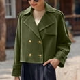thumbnail image 3 of UQJfacai Womens Faux Suede Cropped Jacket Casual Lightweight Double Breasted Short Trench Coat Fall Winter Fashion Coats Outerwear, 3 of 6
