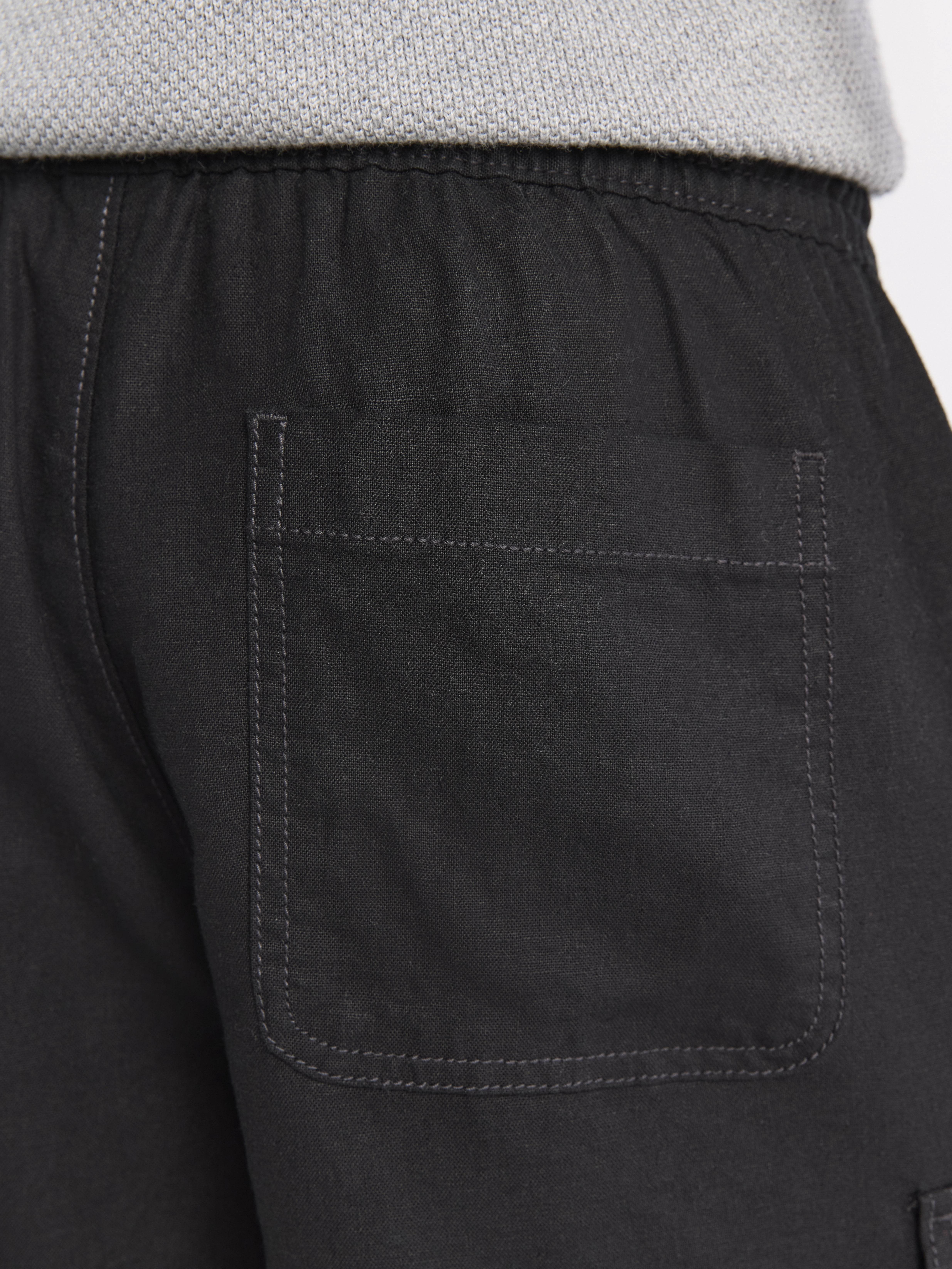 Free Assembly Men's Linen Blend Pull On Cargo Shorts, 8" Inseam, Sizes XS-3XL