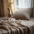 thumbnail image 1 of Q VITA French Linen Sheet Set, Queen, 4-Piece Bedding for Adults – Oatmeal Color, Enzyme Washed, 14" Deep Pocket, OEKO-TEX Certified, 1 of 7