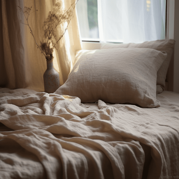 Q VITA French Linen Sheet Set, Queen, 4-Piece Bedding for Adults – Oatmeal Color, Enzyme Washed, 14" Deep Pocket, OEKO-TEX Certified