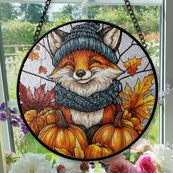 Hanging Stained Glass for Windows Fox - Stained Glass for Windows Fox, Festival Gift Ornament, Year-Round Decorative Piece, Home Wall & Window Art, Brightens Any Space with Light