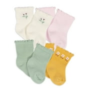 Gerber Baby Girl Wiggle Proof Socks, 4-Pack, Sizes Newborn - 0/6 Months