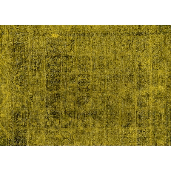 Ahgly Company Machine Washable Indoor Rectangle Abstract Yellow Modern Area Rugs, 2' x 5'