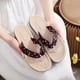 thumbnail image 5 of Alpargata de paja de imitación, sandalias para mujer, pantuflas de mujer con tacón plano y playa plana floral Wmkox8yii ytu8857, 5 of 6