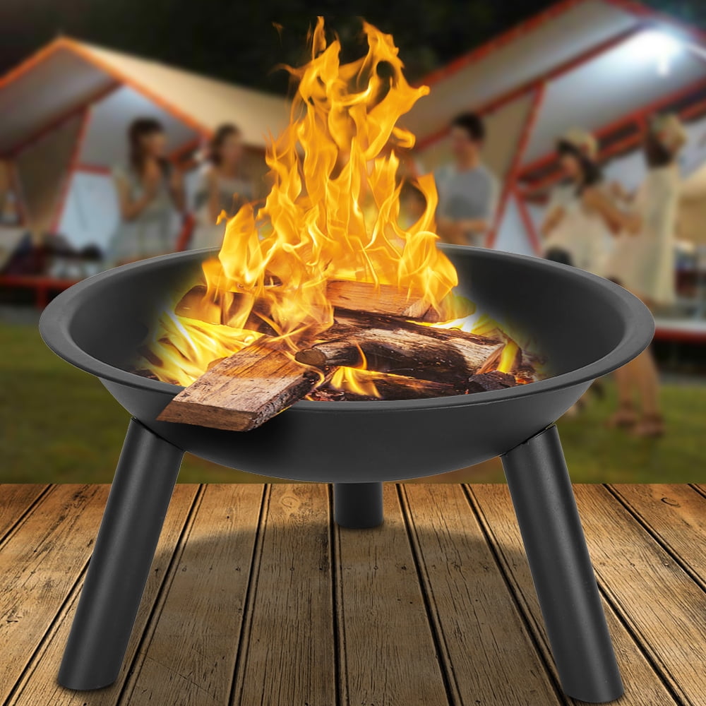 22 Inch Fire Pit Bowl, Outdoor Wood Burning Fire Pit with Iron