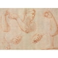 thumbnail image 2 of Marcantonio Franceschini 24x18 Black Ornate Framed Double Matted Museum Art Print Titled: Study of a Young Woman Playing a Tambourine, and Studies of an Arm, Hands, and Feet (Studi, 2 of 5