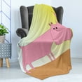 thumbnail image 4 of Animal Soft Flannel Fleece Throw Blanket, Simplistically Hand Drawn Abstract Cartoon of Horned Mammal Print, Cozy Plush for Indoor and Outdoor Use, 50" x 60", Pale Pink and Multicolor, by Ambesonne, 4 of 5