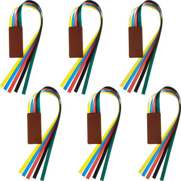 LQQBOX 6 Pieces Ribbon Bookmark Multi Ribbon Page Marker Leatherette Bookmark for Books(Color)