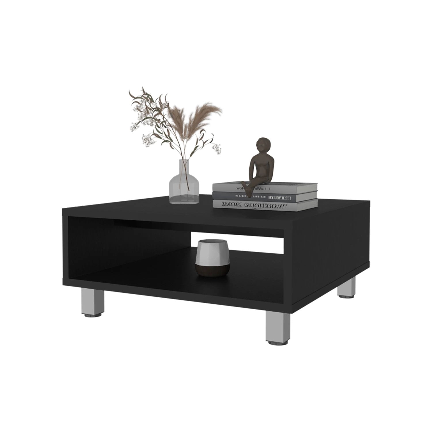 Black Coffee Table With Open Storage