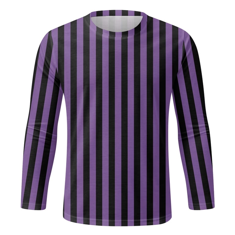 GBSYEWXS Tops For Men Crew Neck Long Sleeve Vertical Striped Print