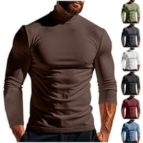 Jalioing Men's Long Sleeve Undershirts Solid Casual Mock Neck Thermal Shirts Comfy Stretchy Baselayer