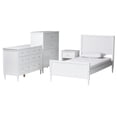 thumbnail image 1 of Baxton Studio Roni Ensemble de Chambre Simple 4 Pcs en Bois Blanc avec Bords Festonnés, 1 of 14