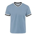 thumbnail image 6 of Kojanyu Men's V-Neck Short Sleeve Shirts Contrast Trim Ringer Tees 2026 Casual Summer Tops Plus Size S-3XL, 6 of 7