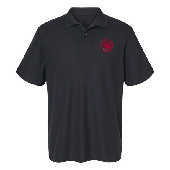 Game of Thrones Targaryen Sigil Cotton Polo Shirt, Black, 2X-Large