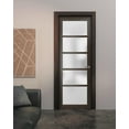 thumbnail image 6 of Solid French Pre-Hung Door Frosted Glass | Quadro 4002 Chocolate Ash | Single Regular Panel Frame Trims Handle | Bathroom Bedroom Sturdy Doors -42" x 80", 6 of 6