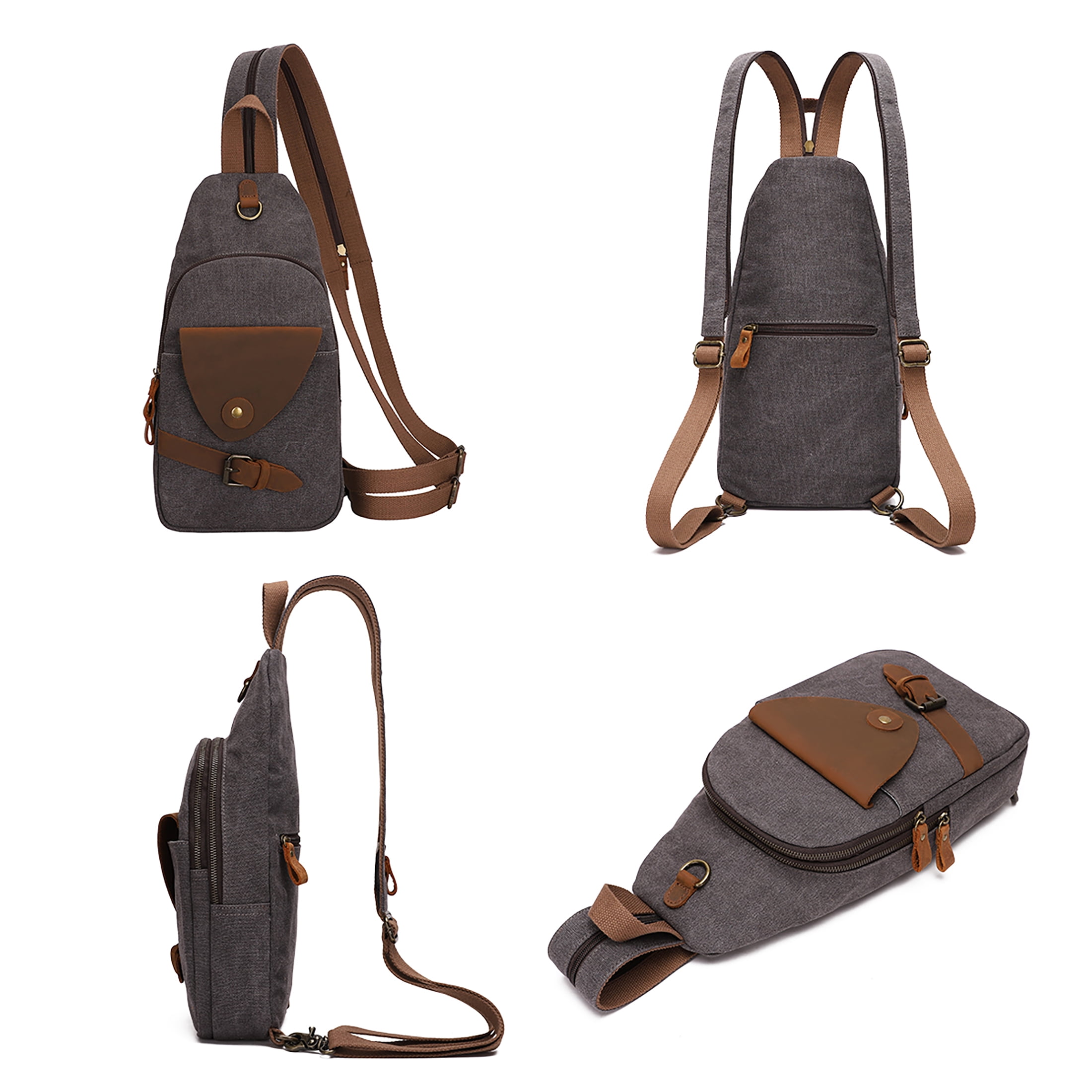 KL928 Canvas Sling Bag for Men Crossbody Backpack Shoulder Casual Rucksack Unisex Casual Bag