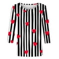 thumbnail image 5 of Womens 3/4 Sleeve Crew Neck T-Shirts Valentina's Day Spring Shirts Love Heart Graphic Tee Tops, 5 of 5
