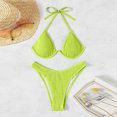 thumbnail image 2 of Gibobby Trajes de Natación para Mujer Traje de baño para mujer Bikinis Traje de baño sólido Pantalones cortos para mujer Halter Trajes de baño de dos pie(Amarillo,CH), 2 of 5