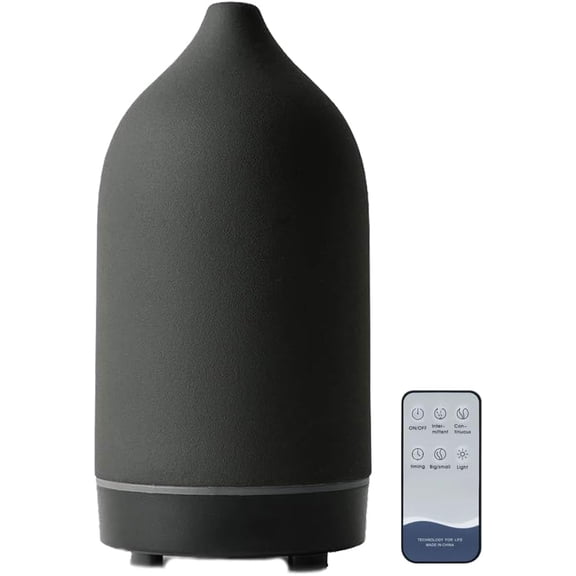 Stone Diffuser, Ceramic Essential Oil Diffuser, Humidifier 160ml Ultrasonic Oil Diffuser for Aramatherapy. (Black)