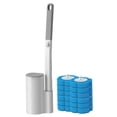 thumbnail image 4 of Juego de cepillos de baño desechables para inodoro con sistema de limpieza y soporte 12 piezas de repuesto, 4 of 9