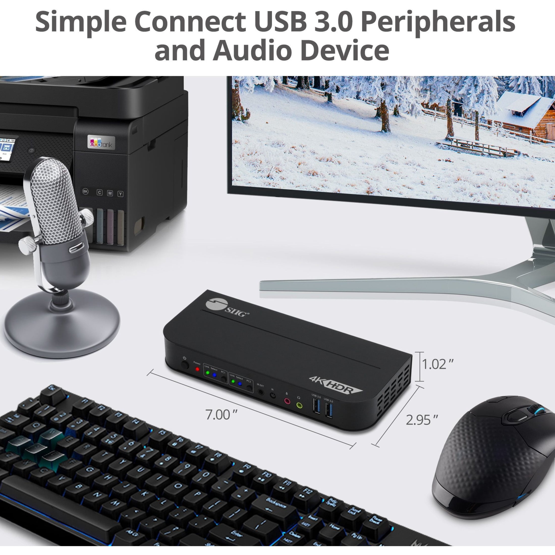 SIIG 2x1 DisplayPort 4K KVM USB 3.0 Switch with Remote Control - Allows you to control 2 DisplayPort 1.4 computers using one keyboard and mouse, DP 1.4/8K@30, HDMI 4K@60, USB 3.0 ports, 3.5mm Phone...