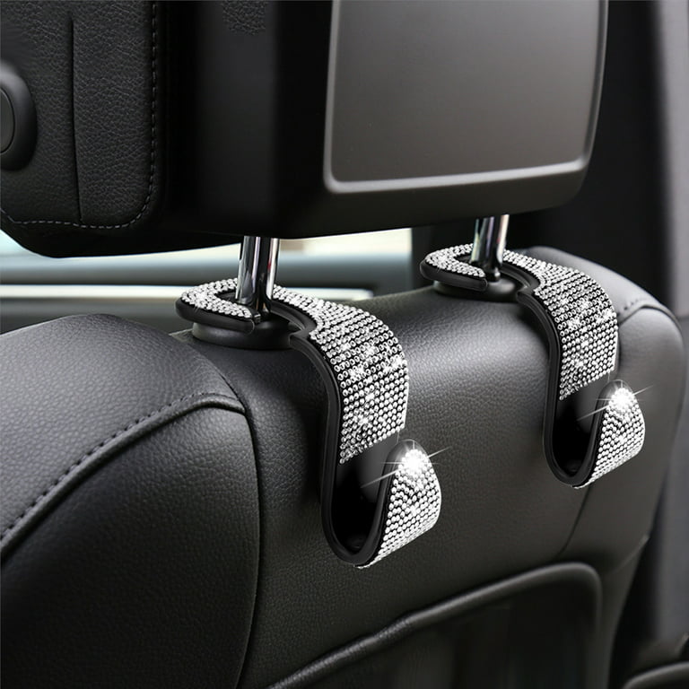 TSV 4pcs Car Seat Headrest Hooks, Car Back Seat Hook Hanger Storage Organizer for Bags, Purses, Grocery Bags, Umbrella, Universal Car Headrest Hangers