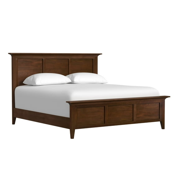 Bowery Hill Transitional Solid Wood King Panel Bed in Cherry Brown